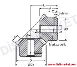 Konik dişli teknik resim